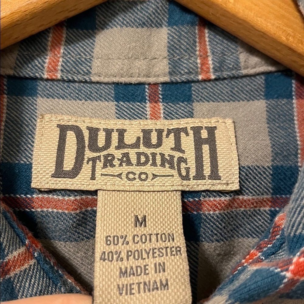 DULUTH TRADING Men’s Medium Flannel Plaid Long Sleeve Button Down Cotton Gray - Picture 6 of 7